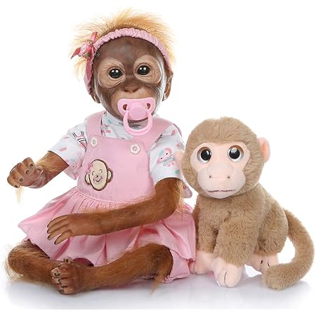 Amazon Com Pinky New 21inch 52cm Handmade Detailed Paint Reborn Baby Monkey Newborn Doll Collectible Art Doll Toy For Kid Gift Pink Toys Games