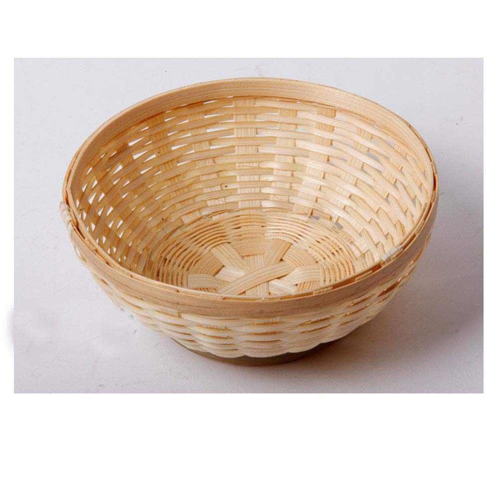 Cesta de almacenamiento de mimbre y bambú natural FRYH para pan y frutas