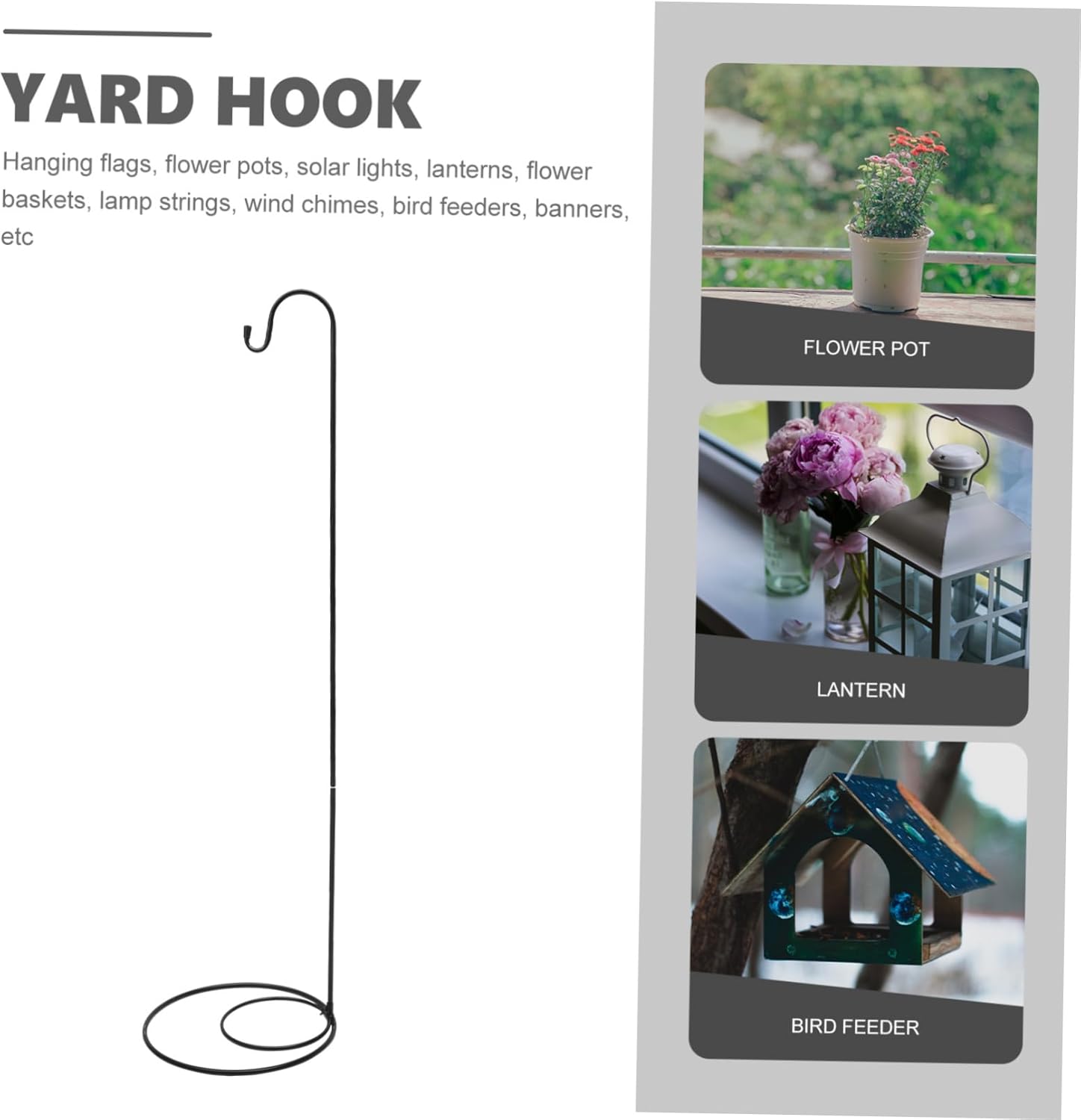 LIFKOME Detachable Garden Hook Vintage Style Shepherds Crook for Outdoor Decor Plant Hanging Flowerpot Bird Feeder Solar Lantern