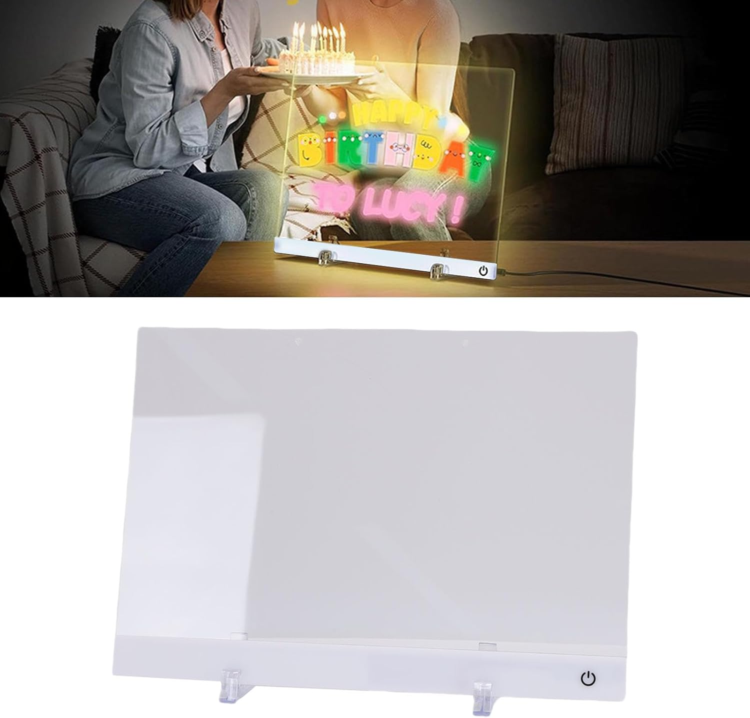 Estink LED Note Board, Acrylic Light Up Dry Erase Board with 7 RGB Lights, Dynamic Modes, 13.8 Inch Size for Art, Memo, Kids Learning