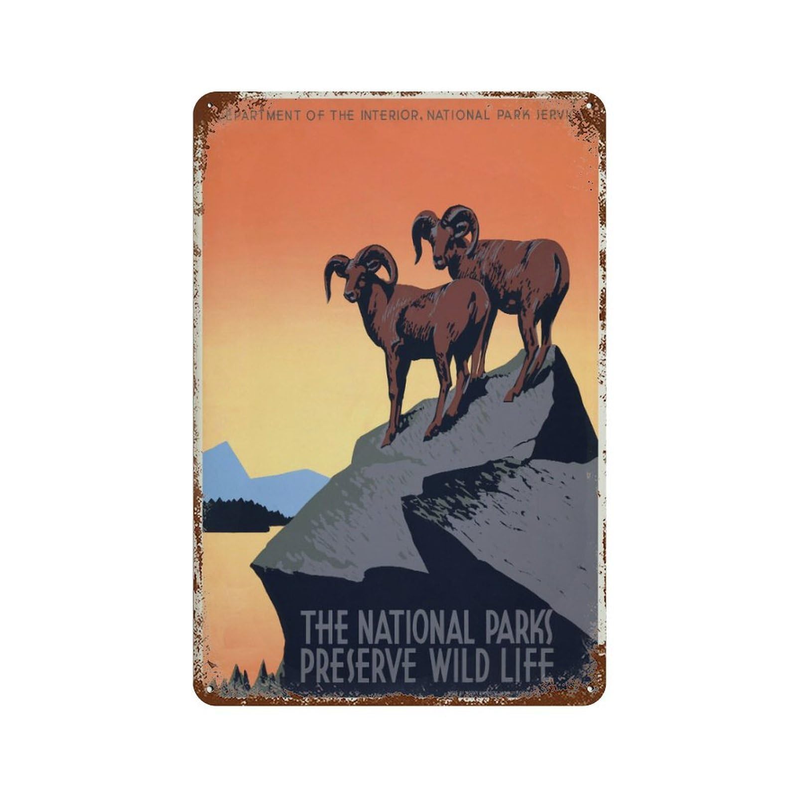 xiaoxiaoshen Vintage National Park Travel Wildlife Wall Decor Art Metal Tin Poster Modern Home Decor Art Home Bar Shop Decorations Vintage Sign 30x20cm