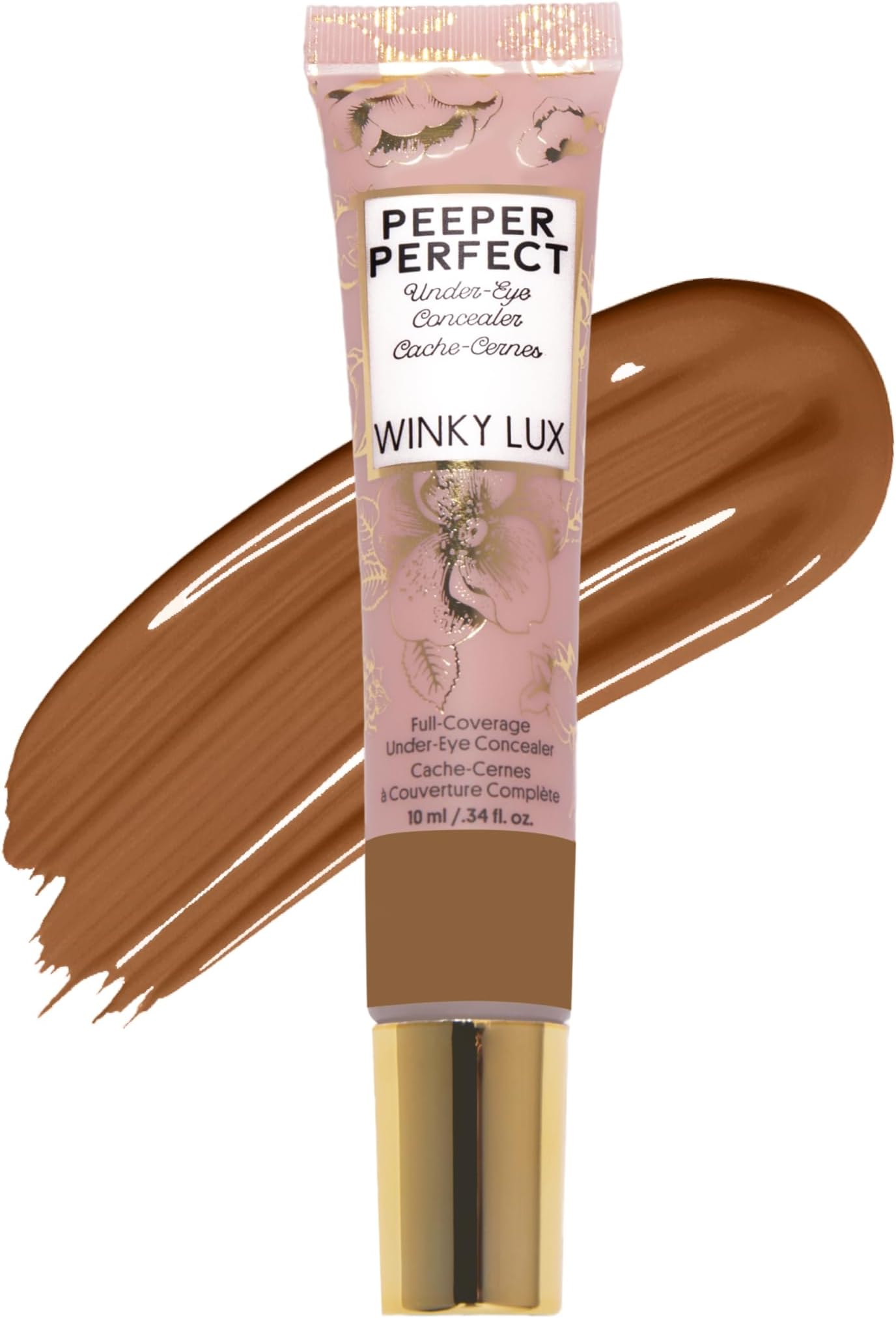 Winky Lux Peeper Perfect Under Eye Concealer, Makeup & Eye Brightener, Full Coverage Concealer for Dark Circles, Color Corrector & Eye Primer, With Collagen, Hyaluronic Acid & Vitamin E (Deep Plus)
