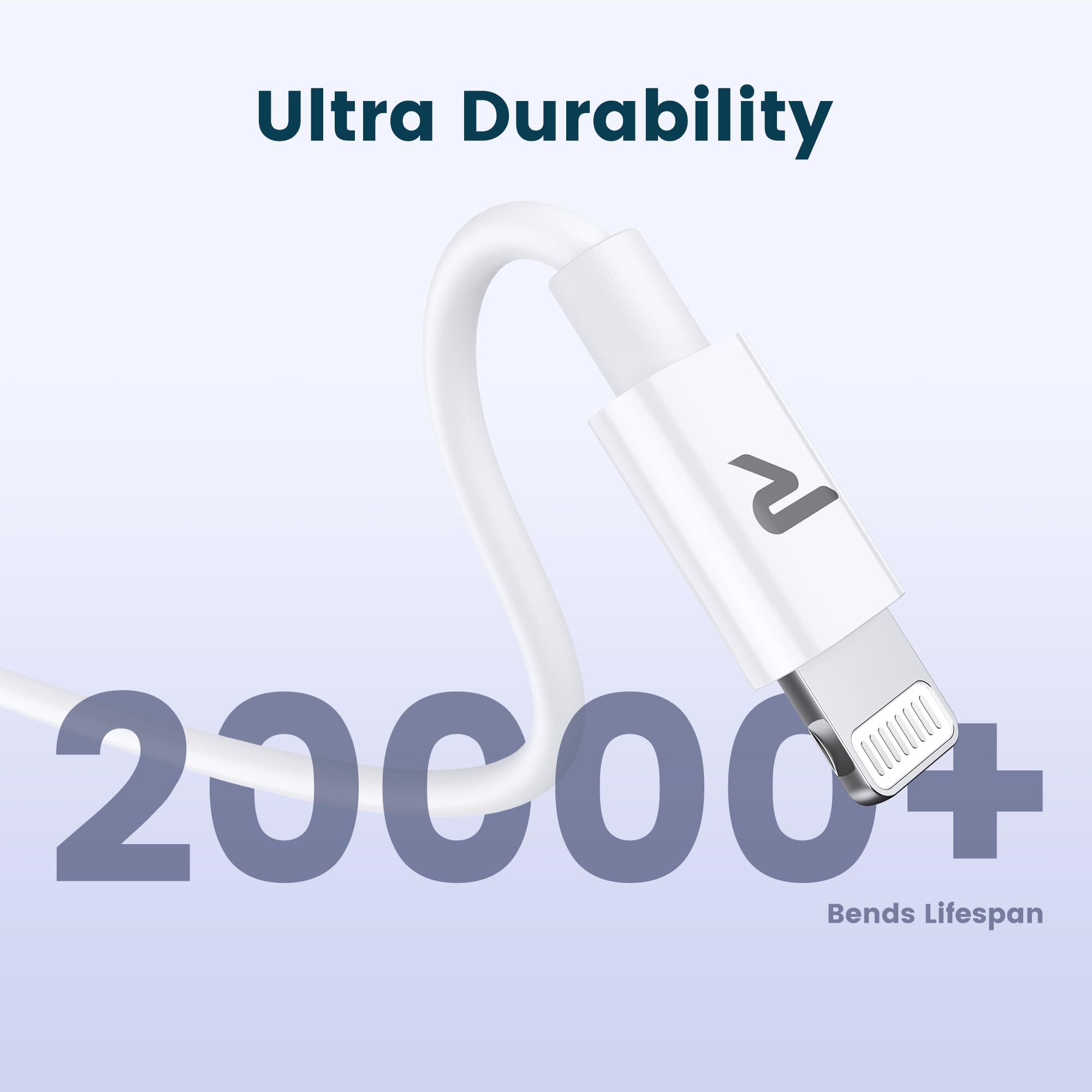 RAMPOW Cavo iPhone [2Pezzi 1M], Cavo USB iPhone [Certificato MFi C89], Cavo Lightning, Cavo Caricatore iPhone Carica Rapida Compatibile per iPhone 14/13/12/11/X/XS/XS Max/XR, iPad - Bianco