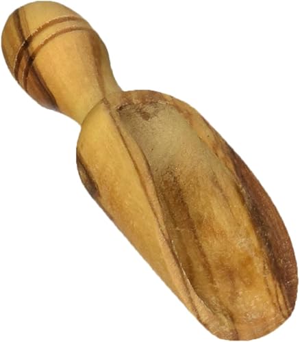 Naturally Med - Cuchara de sal pequeña de madera de olivo de 2.5" de longitud total