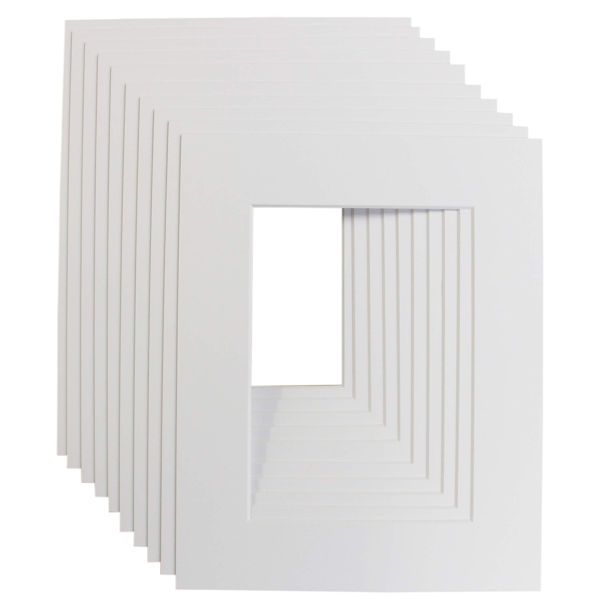 Pack of 10 Picture Photo Mounts. Frame size 16x12inch - Inside Aperture to fit A4 prints. Choice of White, Black & Antique white- Acid free (White)