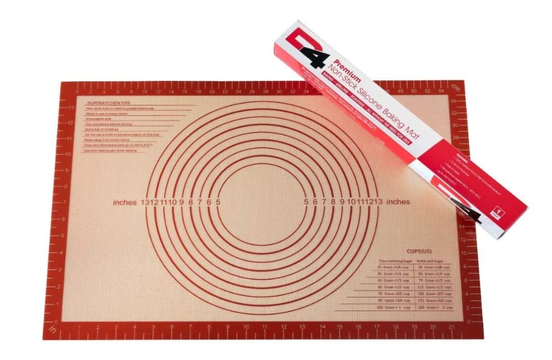 D4 Non-slip Extra Thick Skid-proof, Waterproof Silicone Baking Mat with Measurements, 60 x 40 cm