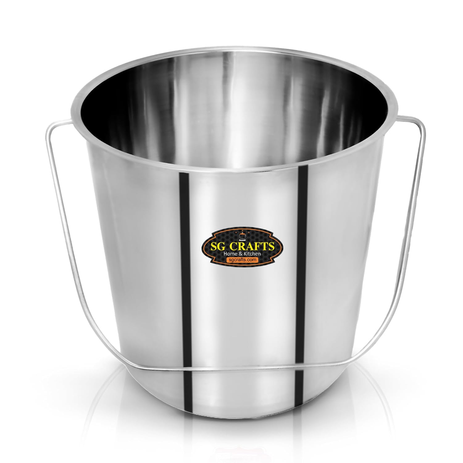 Stainless Steel Bucket | Leak Proof Bucket for Water Storage | Steel Balti | Leak Proof Bucket | Water Storage Bucket | Serving Bucket | Bathroom Bucket | Bucket for Food. (8 Liter)