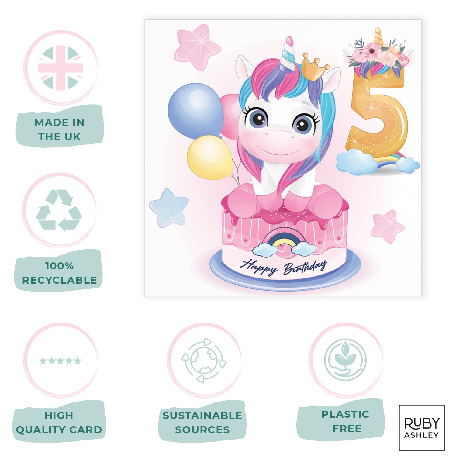 Giggle Greetings® - Tarjeta De Cumpleaños Para Niña Con Diseño De Unicornio  Hecha En El Reino, image size:1500x1500