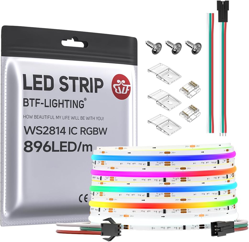 Amazon.com: BTF-LIGHTING FCOB COB LED Strip WS2814 IC RGBW 6000K ...