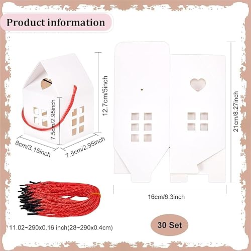 Miniatura 8 de BENECREAT 30 cajas de regalo en forma de casa, 3 x 3 x 3 pulgadas, caja de dulces de papel kraft para bodas, baby shower, fiesta de cumpleaños