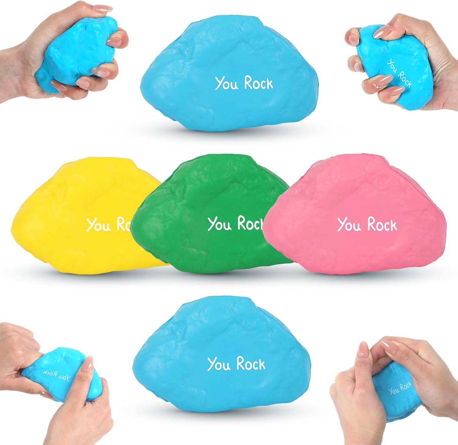 40Pcs Stress Balls for Adults 4'' Squeeze Stress Ball Inspirational Stress Reliever Stress Relief Gifts Funny Gifts Appreciation Gift Foam Rocks for Employee Staff Teacher Students Relief Motivating