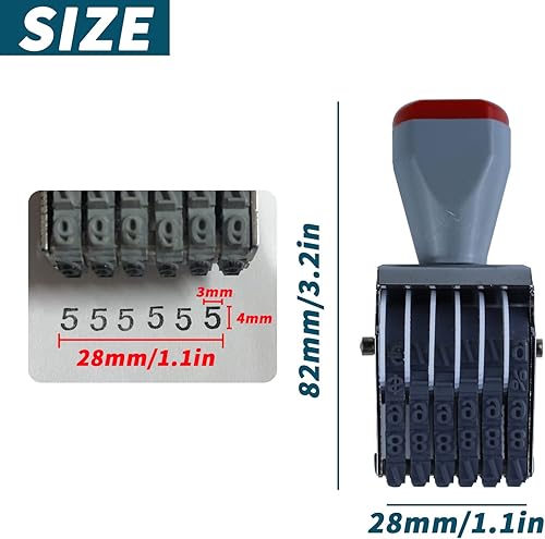 Miniatura 2 de Sellos de rodillos con números de 6 dígitos, pequeño sello de fecha intercambiable, símbolo de número personalizado, sello de rueda rodante,