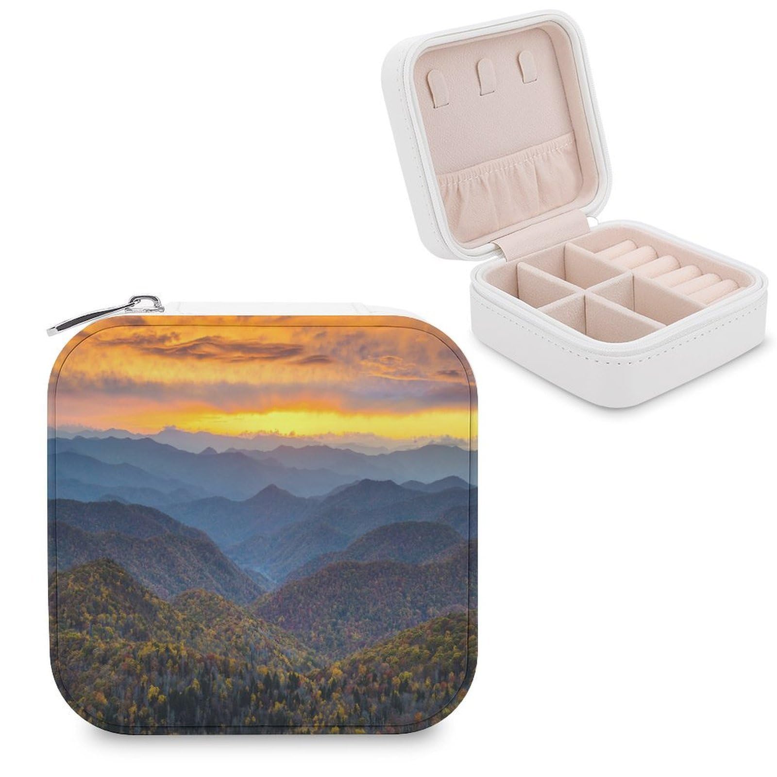 VstaDank Blue Ridge Parkway Mountains Jewelry Box Beautiful Portable Ring Boxes Cute Large-Capacity Jewelry Case Jewelry Organizer for Mothers Gifts for Earrings Rings Hand Bracelet