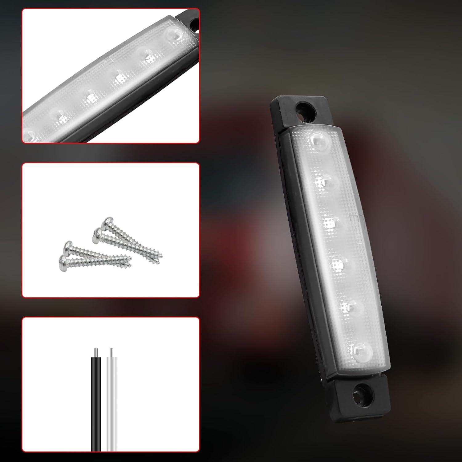 LED Side Marker Lights, Indicator Rear Side Trailer Marker Clearance Light, 3.8" 6LED Waterproof Marker Lights, 12V 24V White, 10Pcs