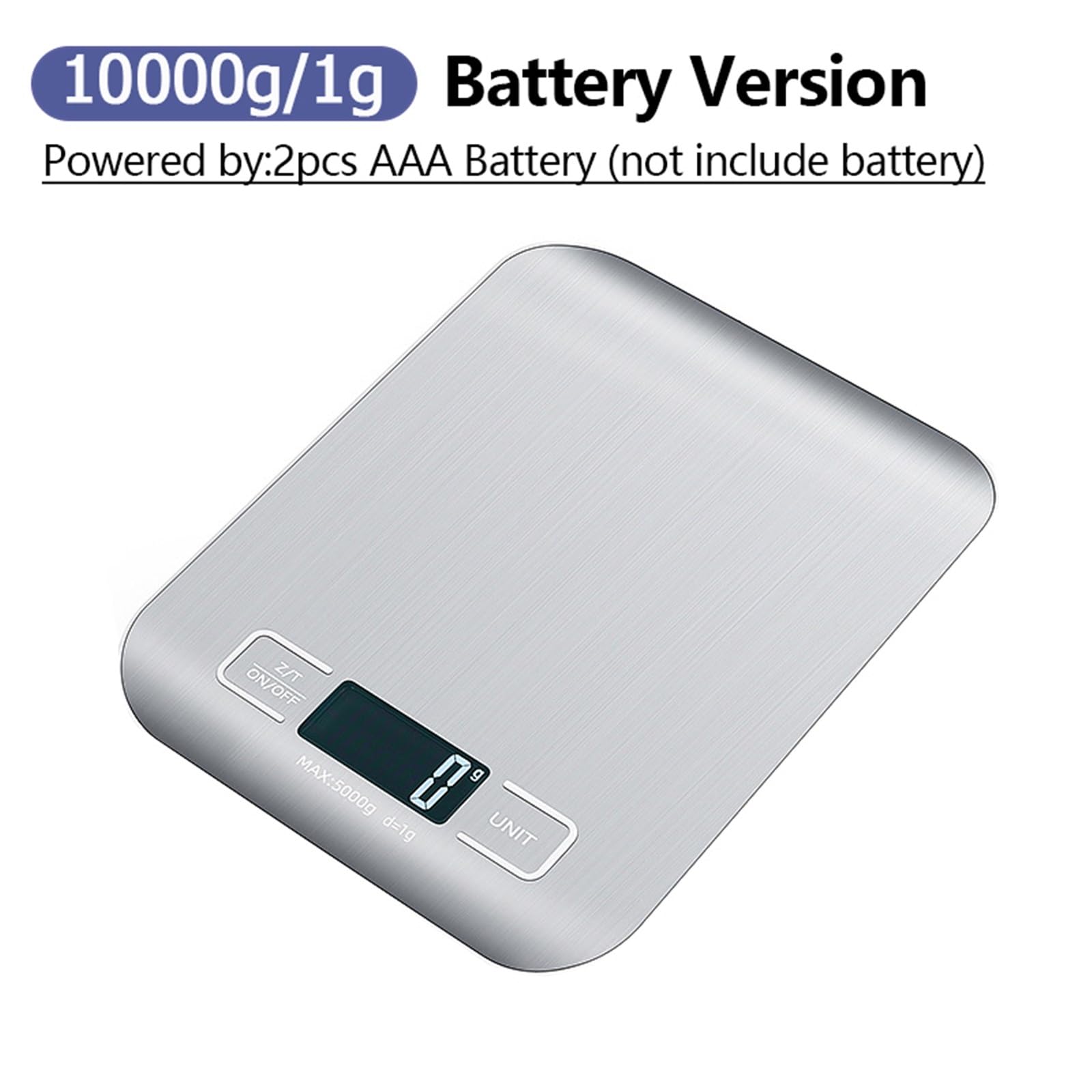 Cyfrowa waga kuchenna 5 kg/10 kg, elektroniczna waga ze stali nierdzewnej (A2 10 kg-Battery)