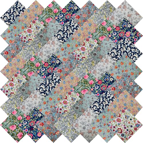 Image of 10 inchx10 inch 50pcs Cotton Fabric Squares for Sewing Quilting Supplies-Morris B | Good quality fat quarters fabric bundles 100% cotton beautiful patterns fabric squares perfect for quilting projects