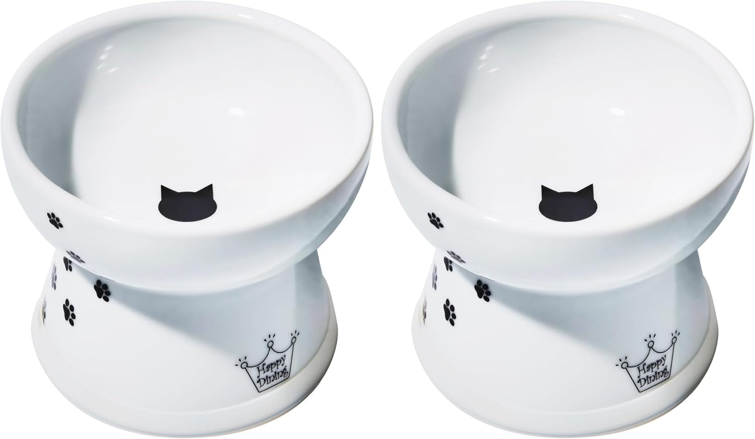Necoichi Raised Stress Free Cat Food Bowl, Elevated, Backflow Prevention, Dishwasher and Microwave Safe, No.1 Seller in Japan! (Cat, Regular) (Pack of 2)