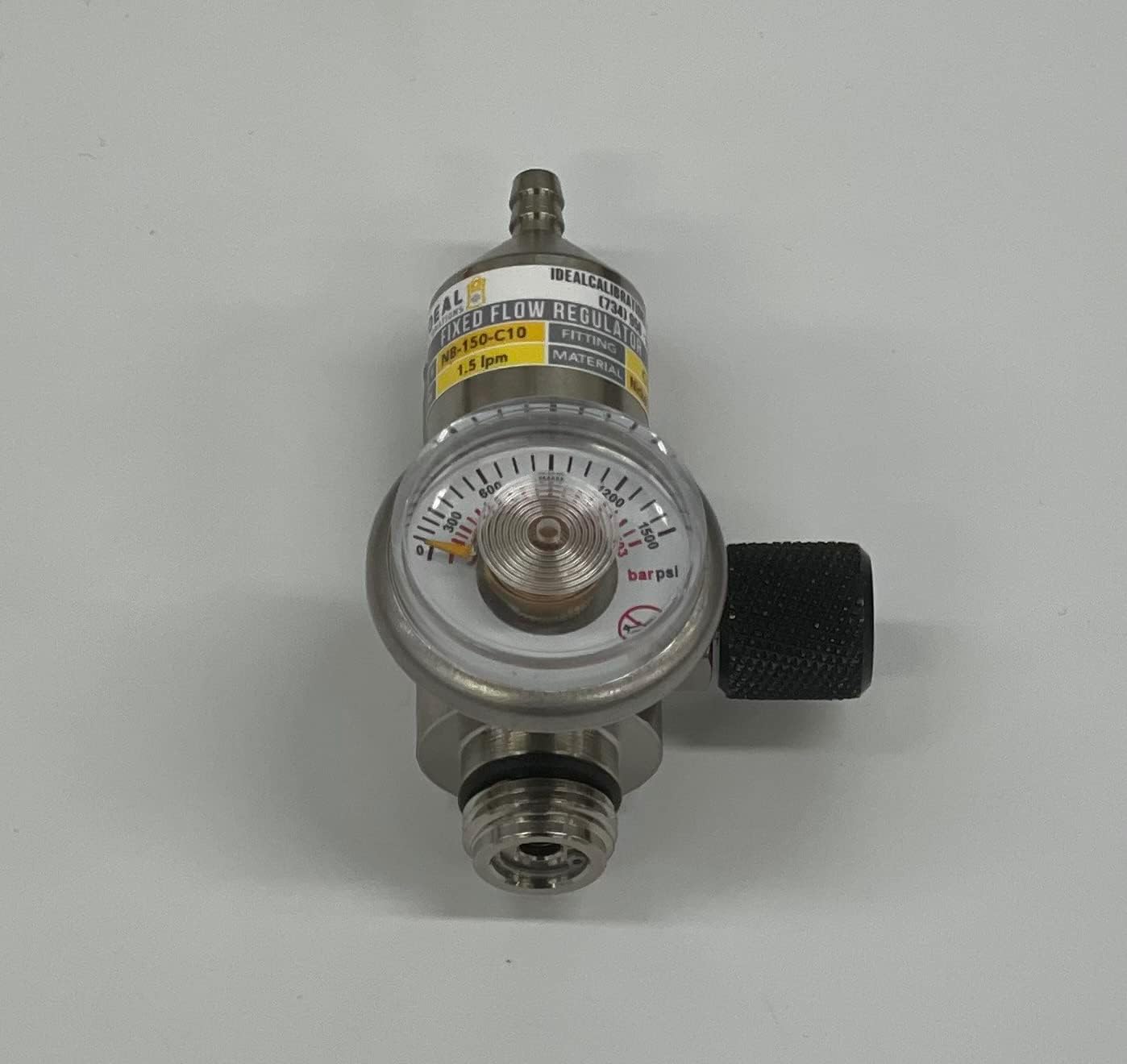 1.5lpm Nickel Plated Brass Fixed Flow Calibration Gas Regulator - C10