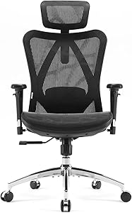 SIHOO M57 メッシュチェア オフィスチェア 椅子 デスクチェア ハイバック 人間工学椅子 S字立体背もたれ 3Dアームレスト 通気性 メッシュチェア ワークチェア ロッキング機能 ブラック