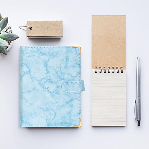 Miniatura 7 de Classycoo Carpeta de cuero A5, carpeta de 6 anillas, cubierta para cuaderno de papel de relleno A5, hoja suelta con cierre de hebilla magnética