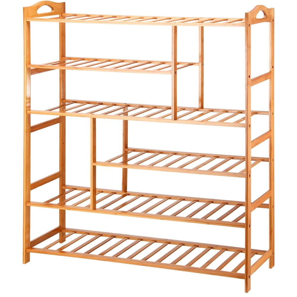 Meuble chaussures fin pour couloir étroit étagère 6 étages gain de place bois
