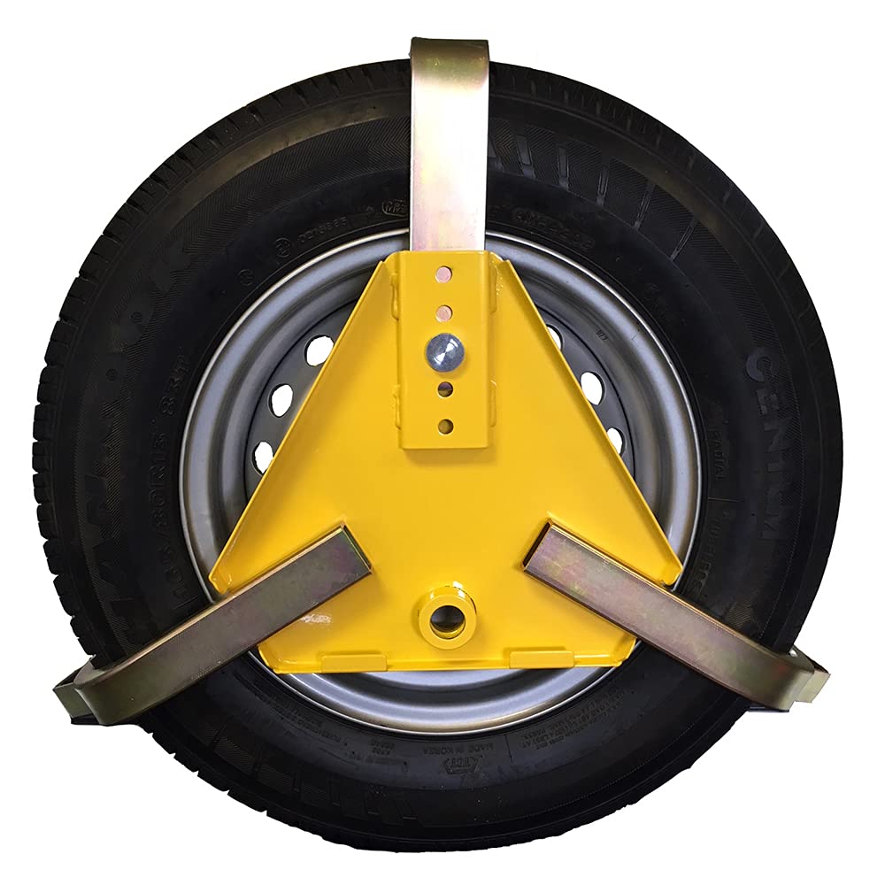 Stronghold Apex Sabot de roue triangulaire 30,5 cm – 33 cm pour caravanes, remorques, box à chevaux, camionnettes et camping-cars Largeur des pneus jusqu'à 165 mm Diamètre 504 mm – 704 mm Vendu Secure