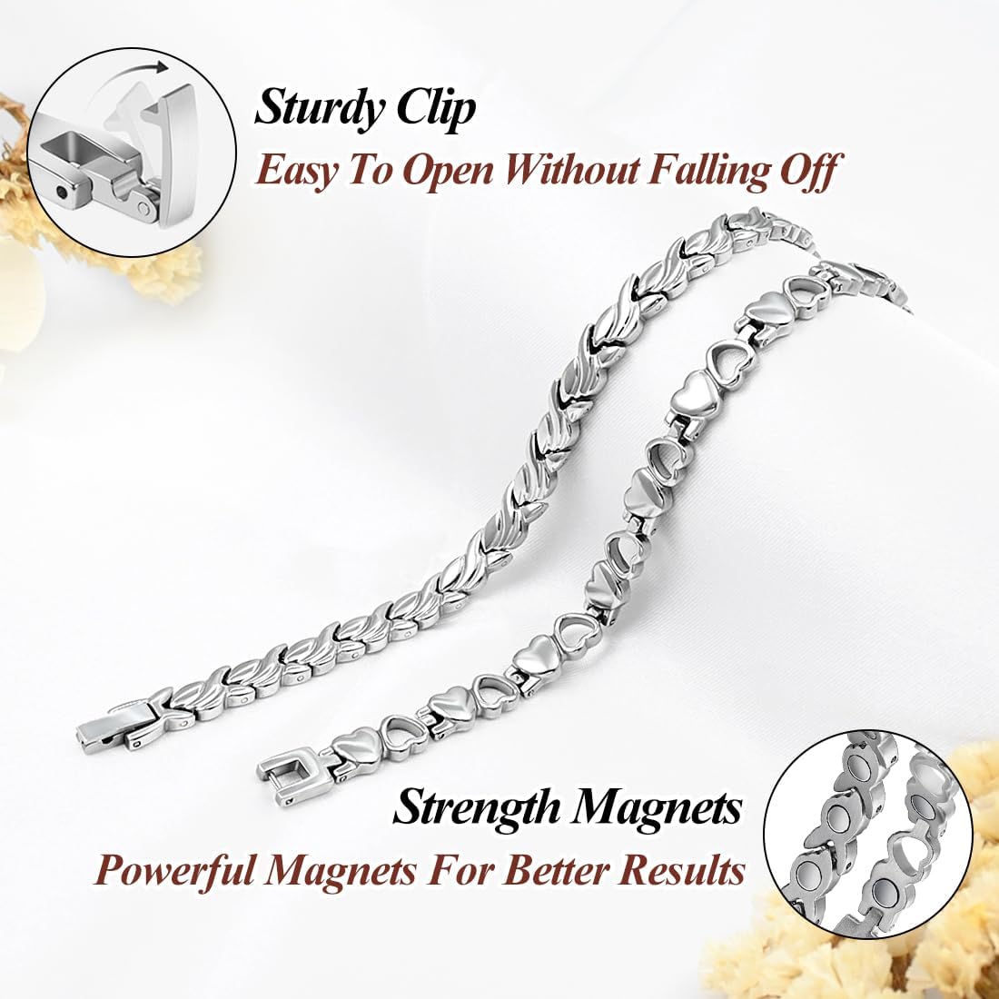 Vicmag Magnetic Bracelets for Women Titanium Steel Bracelet Strong Magnets with Adjustment Tool & Present Box - Image 6