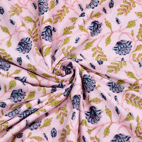 Image of BLOCKS OF INDIA Hand Block Printed Cotton Single Size Reversible Malmal Dohar for Summer (Pink Tree of Life)