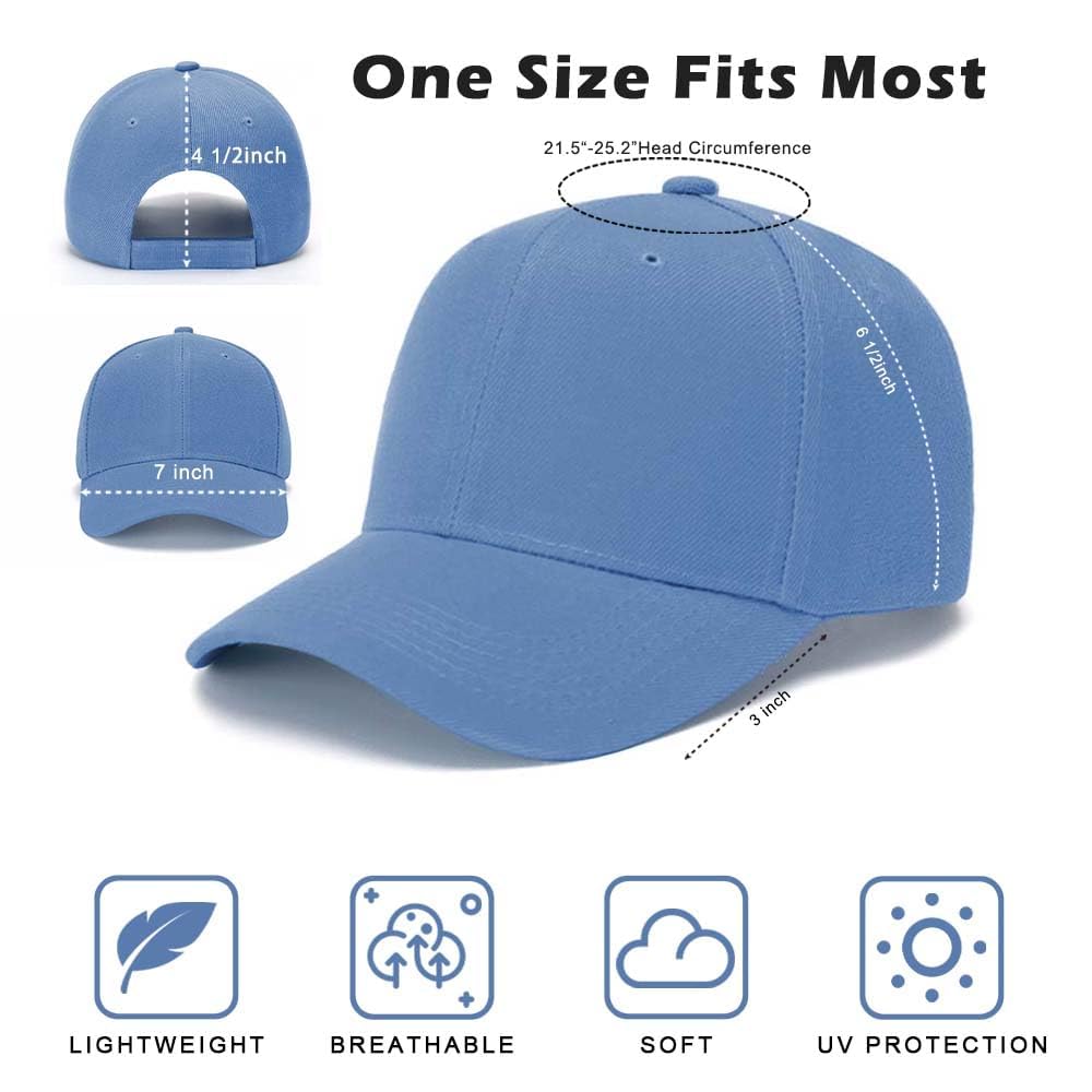 ZH Gorra de béisbol ajustable lisa, lote de 12 gorras unisex con diseño en blanco