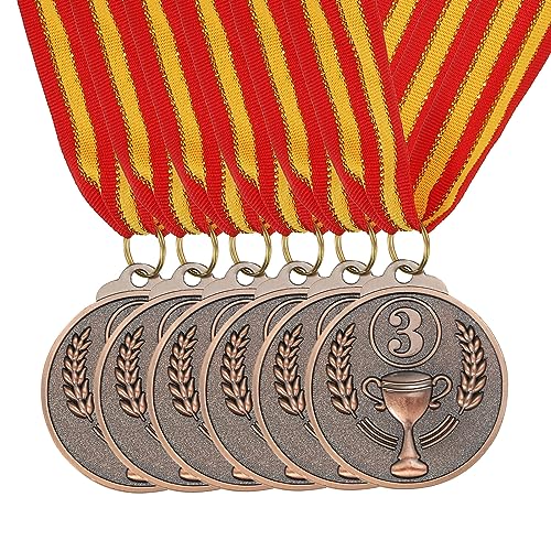 PATIKIL 2 Inch Bronze Award Metals, 6 Pieces Style Award Medals 3rd Prize with Neck Ribbon for Games Sports Competitions