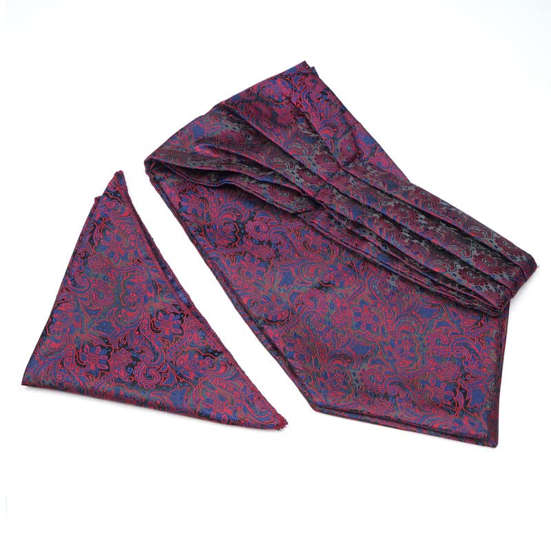 Men's Ascot Micro Jacquard Woven Gift Cravat Tie and Pocket Square Set (ASCPN)