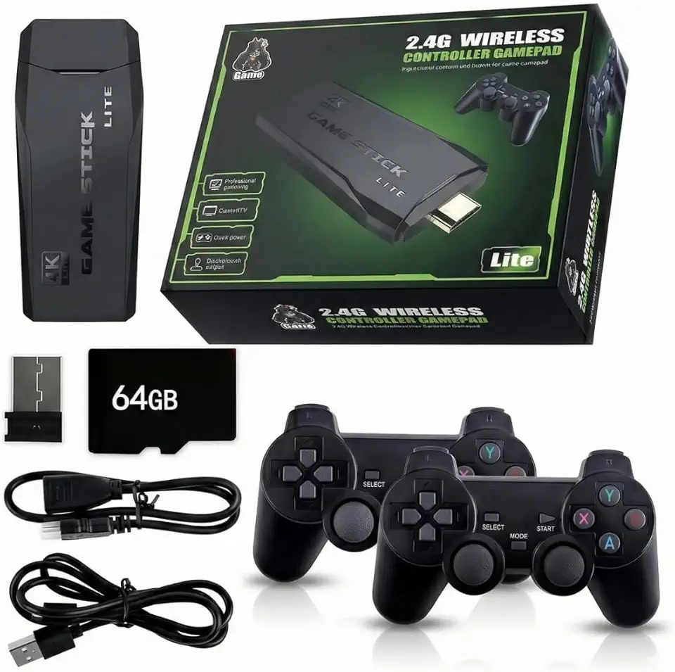 Video Game Retro Game Stick Lite 4K Hdmi 64Gb Com 2 Controles