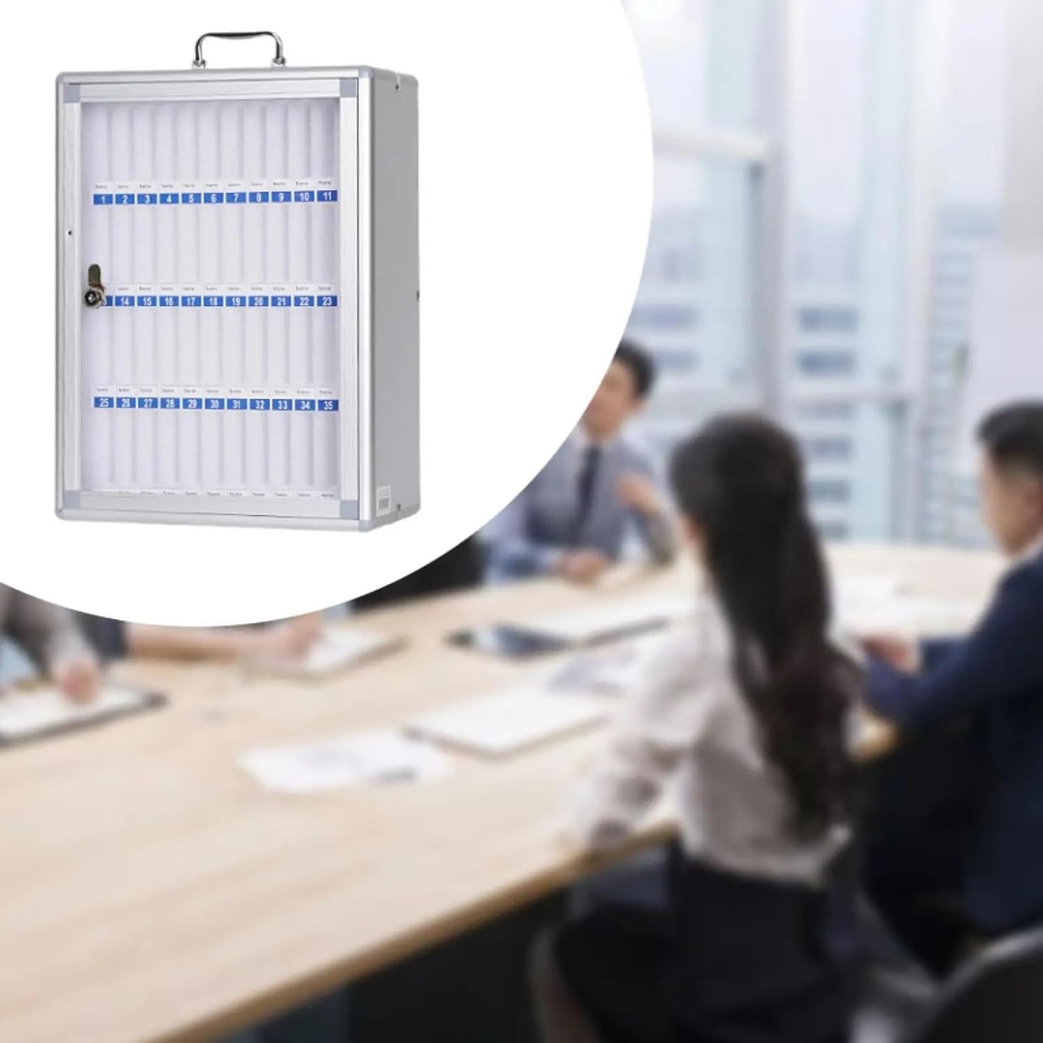Armario De Almacenamiento Para Teléfono Móvil,Armario De Almacenamiento Aluminio,Para Teléfono Móvil Con Asa Montable En Pared Para Colegio, Aula, Oficina, Examen (36 Ranuras/Plateado)