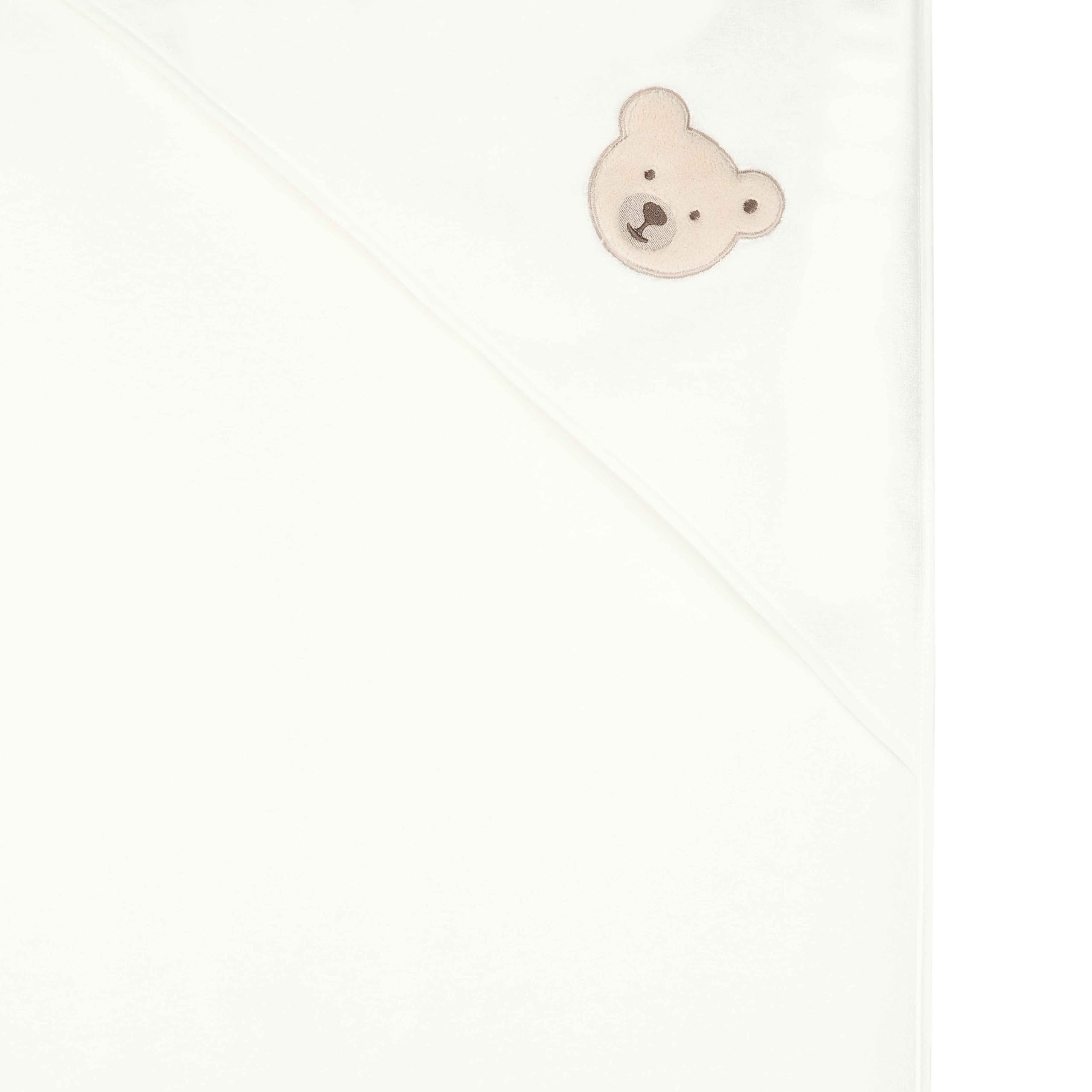 LALALO Steiff Badetuch mit Kapuze, Kapuzenhandtuch Bestickt mit Name für Baby & Kinder, Frottee Badehandtuch/Babybadetuch 100x100 cm (Weiß/Beige)