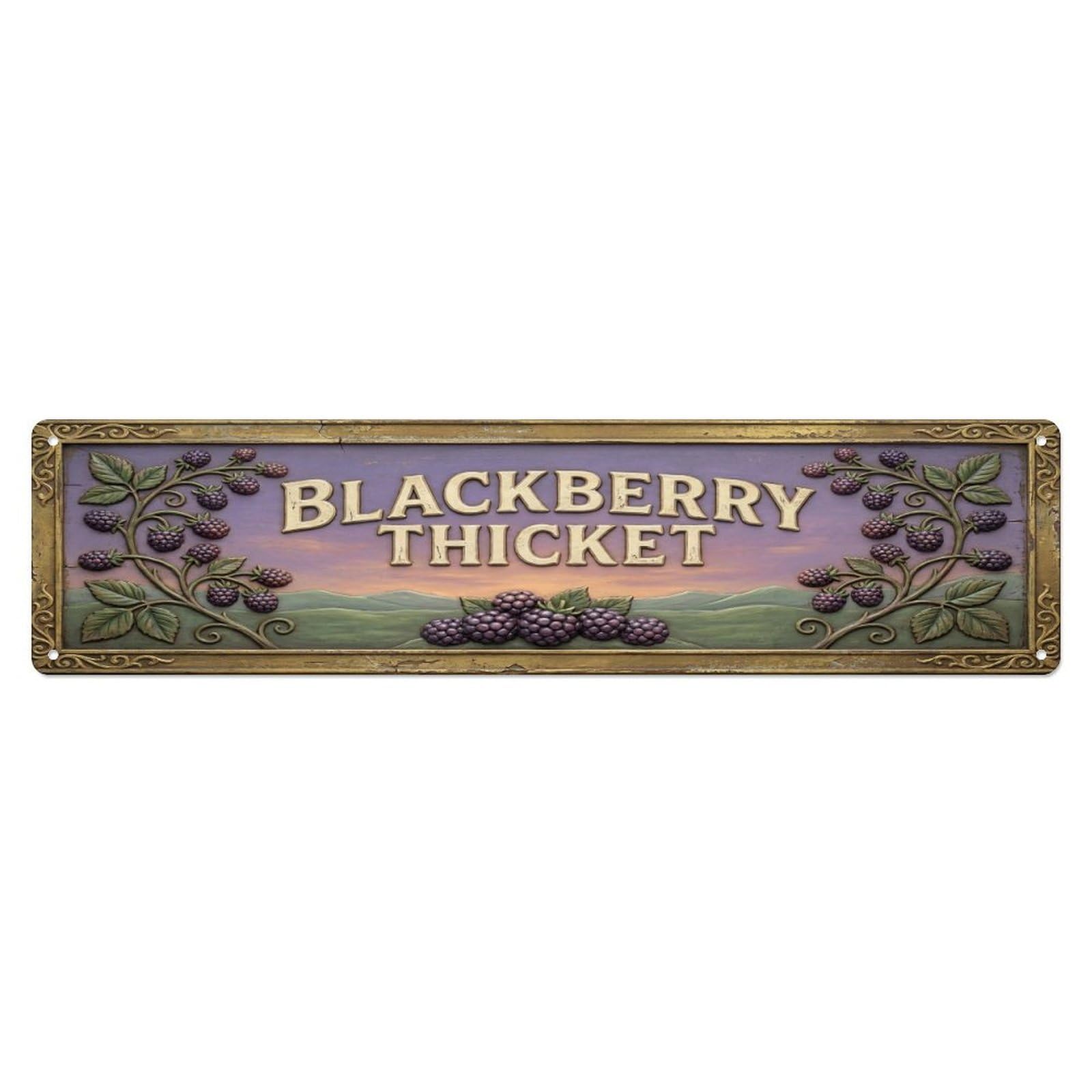 Olhnbad 4X16inch(10X40cm) Vintage Cottagecore Garden Blackberry Thicket Relief Metal Tin Sign