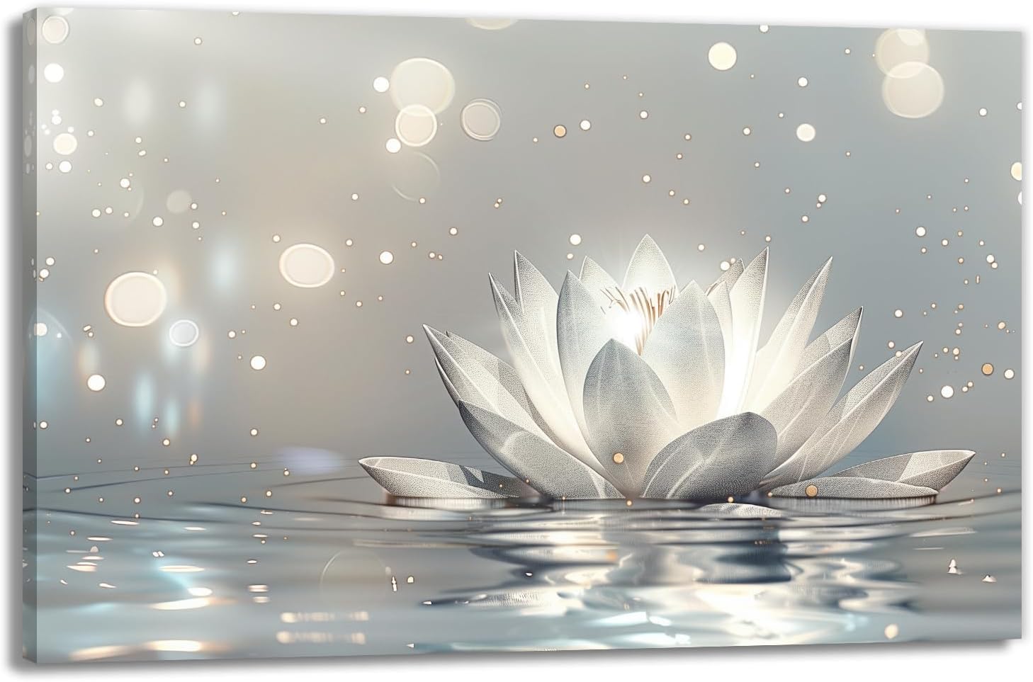 GLOKAKA Zen Canvas Wall Art White Lotus In Water Pictures Print Serene Still Life Poster Artwork for Yoga Room Meditation Space(Artwork-3,28"x42")