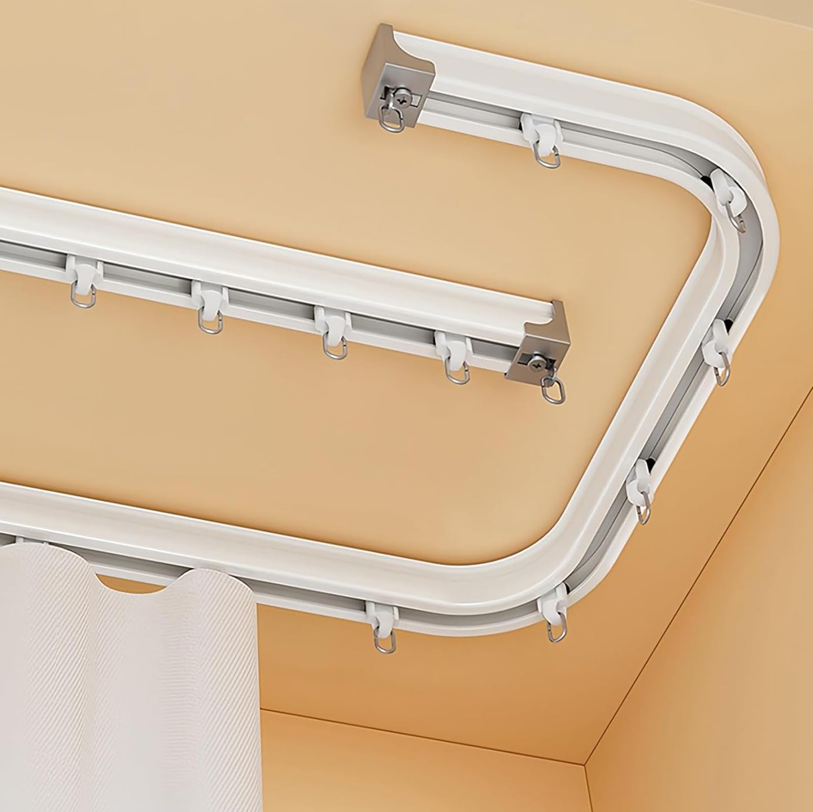 Binario per tenda curvo in alluminio, 100-600 cm, divisorio regolabile per schermi di privacy, montaggio a parete, asta flessibile da 240 cm, per tende e spazi divisori