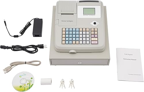 Miniatura 2 de Caja registradora electrónica con 48 llaves Sistema POS caja registradora W8 ranuras para monedas y 3 ranuras para billetes, 8 pantalla LED digital