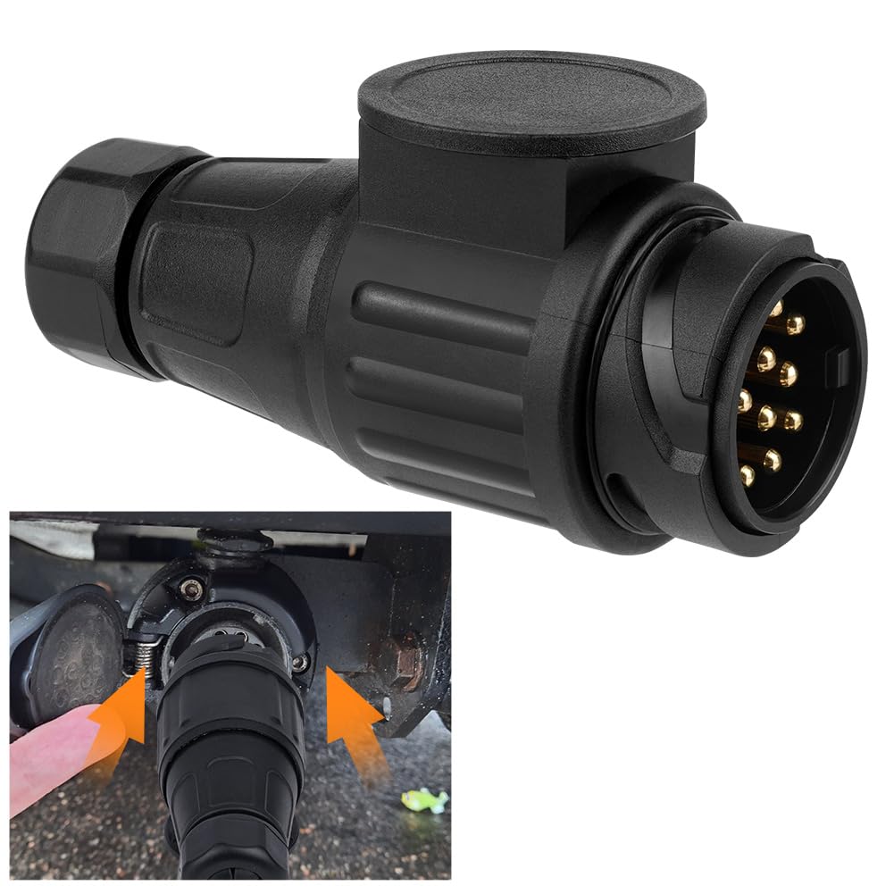 URAQT Anhänger Adapter, 13 Poliger Anhänger Stecker 13 poliger Anhängerstecker 12V Wasserdicht Anhängerstecker 13 polige Steckverbindung Auto Steckdose für Wohnwagen PKW Adapter Stecker