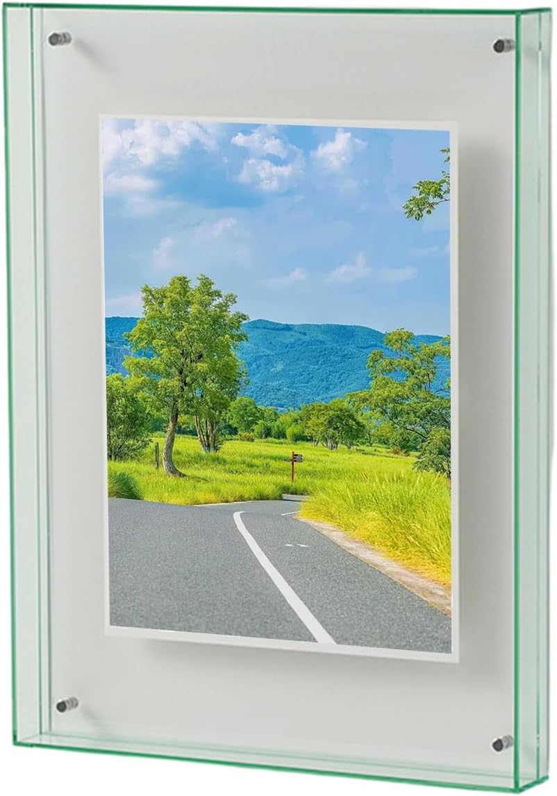 PAPABAUnique Color Photo Frame Acrylic Photo Frame Vibrant Floating Picture Frame for Gallery Home Office Decoration Vibrant Color Photo Frame Fluorescent Green 16cm