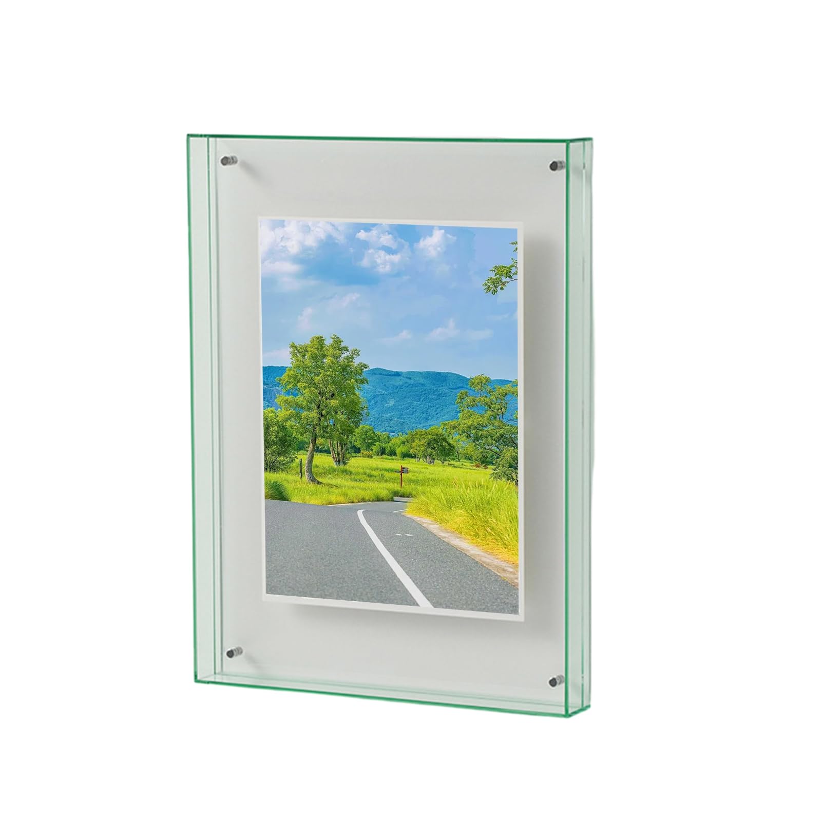 PAPABAUnique Color Photo Frame Acrylic Photo Frame Vibrant Floating Picture Frame for Gallery Home Office Decoration Vibrant Color Photo Frame Fluorescent Green 16cm