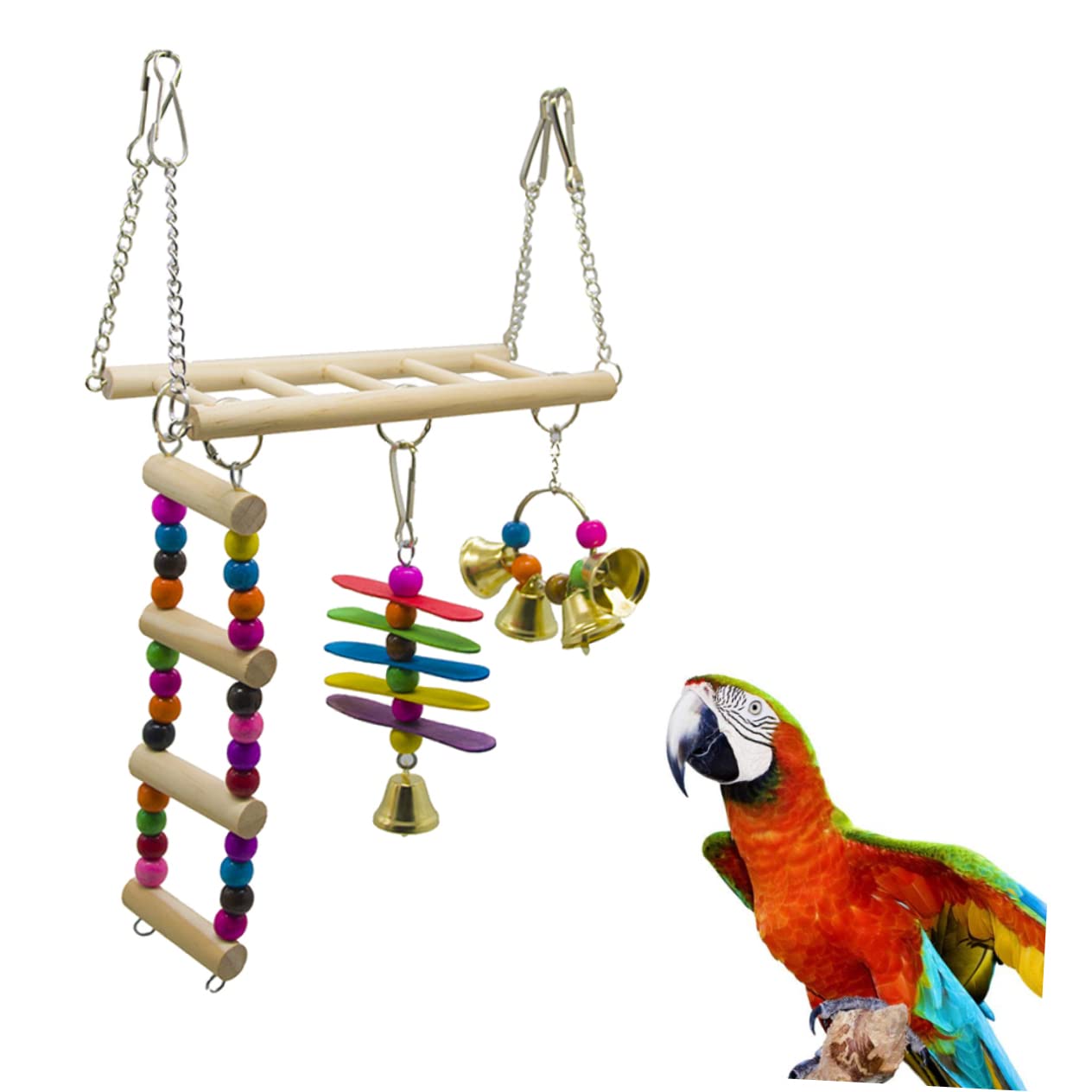 Beavorty 3stücke Pet Bird Ladder Spielzeug Set Vogelkäfig Kletterleiter Mit Hängematte Und Spielbrücke Für Papageien Und Wellensittiche Interaktive Kletter Und Schaukelspielzeuge Für
