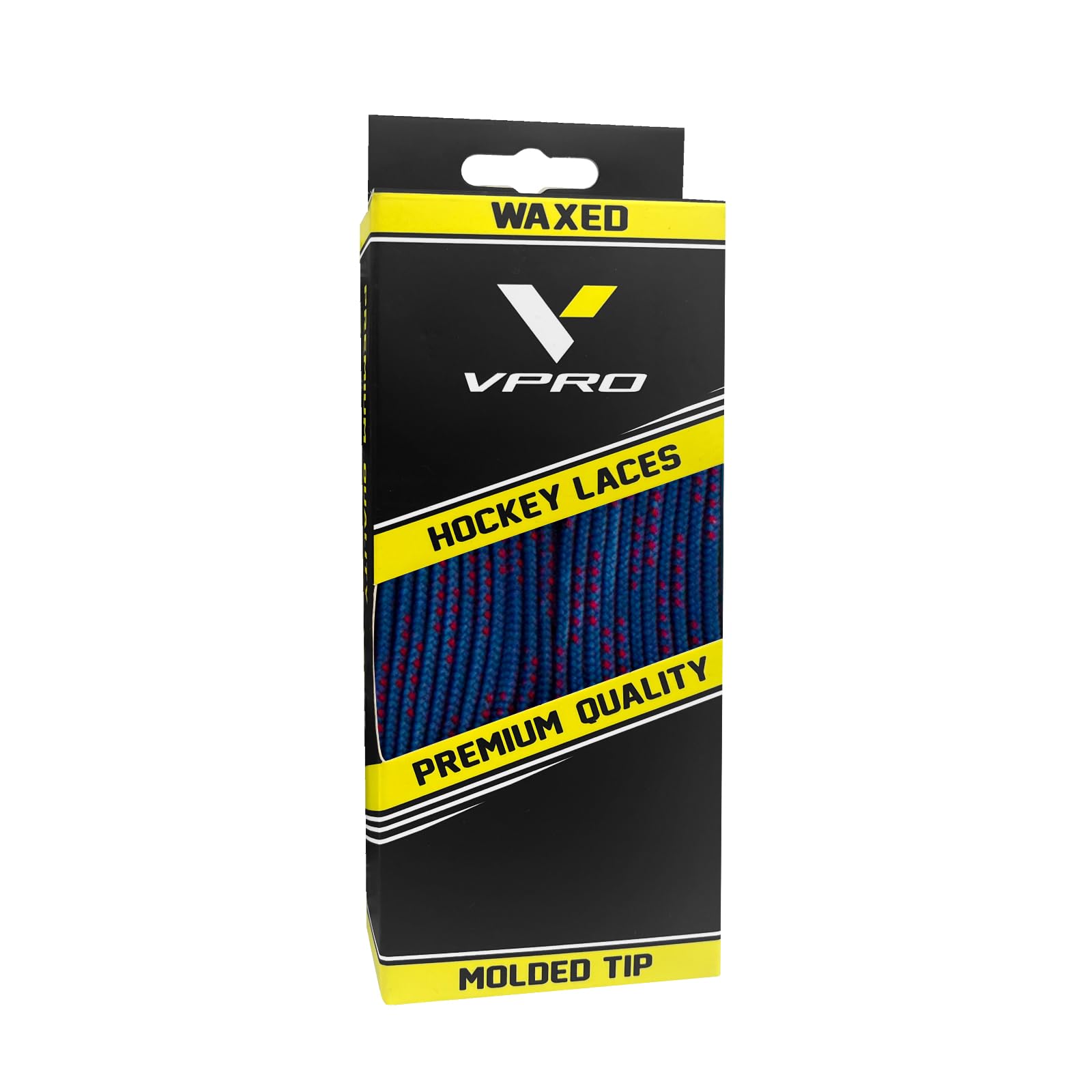 VPRO Waxed Hockey Skate Laces - Premium Quality with Molded Tip, Not Easy to Loosen (Blue, 84'')