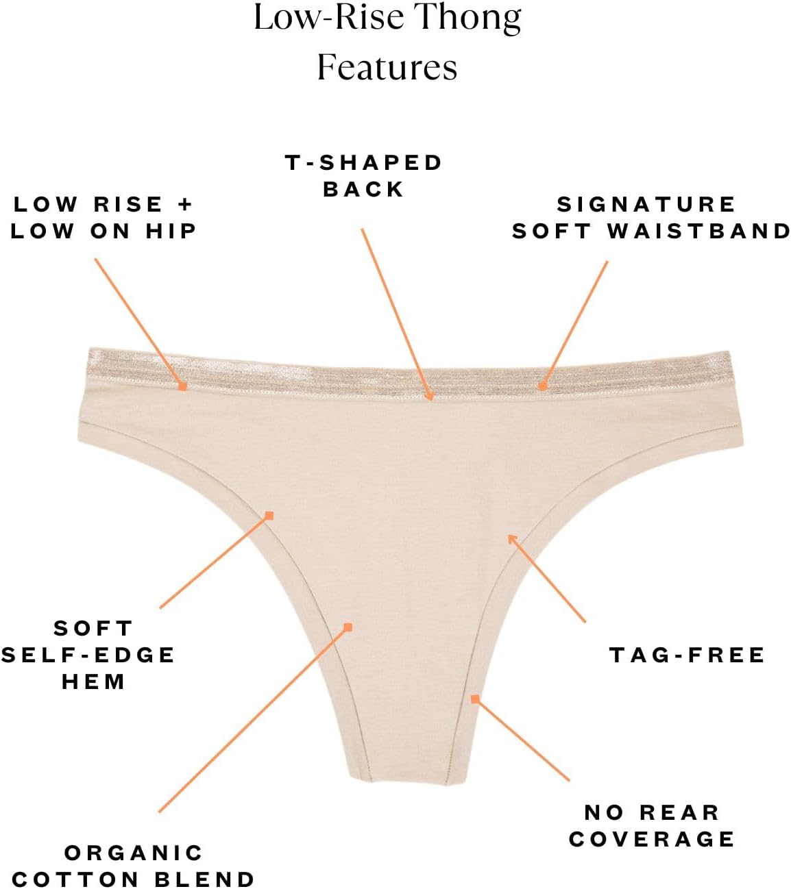 Subset Women’s Low Rise Organic Cotton Thong, Breathable Tag Free,Extended Sizes; XS-3XL, No Show Knickey Underwear