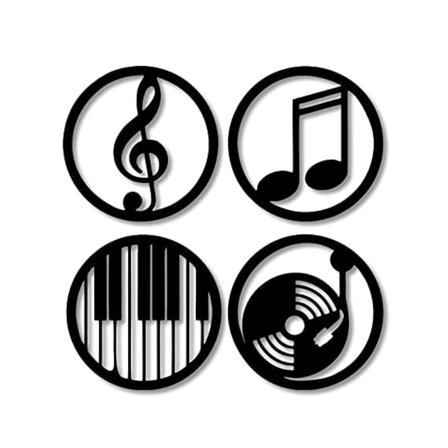 STASH HOUSE Laser Cut Wall Art Music Circle Labels Wall Art Decoration Cutout Home Wall Art Written on Wood Wall Mounted Decor and Hanging Pack of 4 (Black) (24 x 24 inch) (B0C46JY827) Amazon Price History, Amazon Price Tracker
