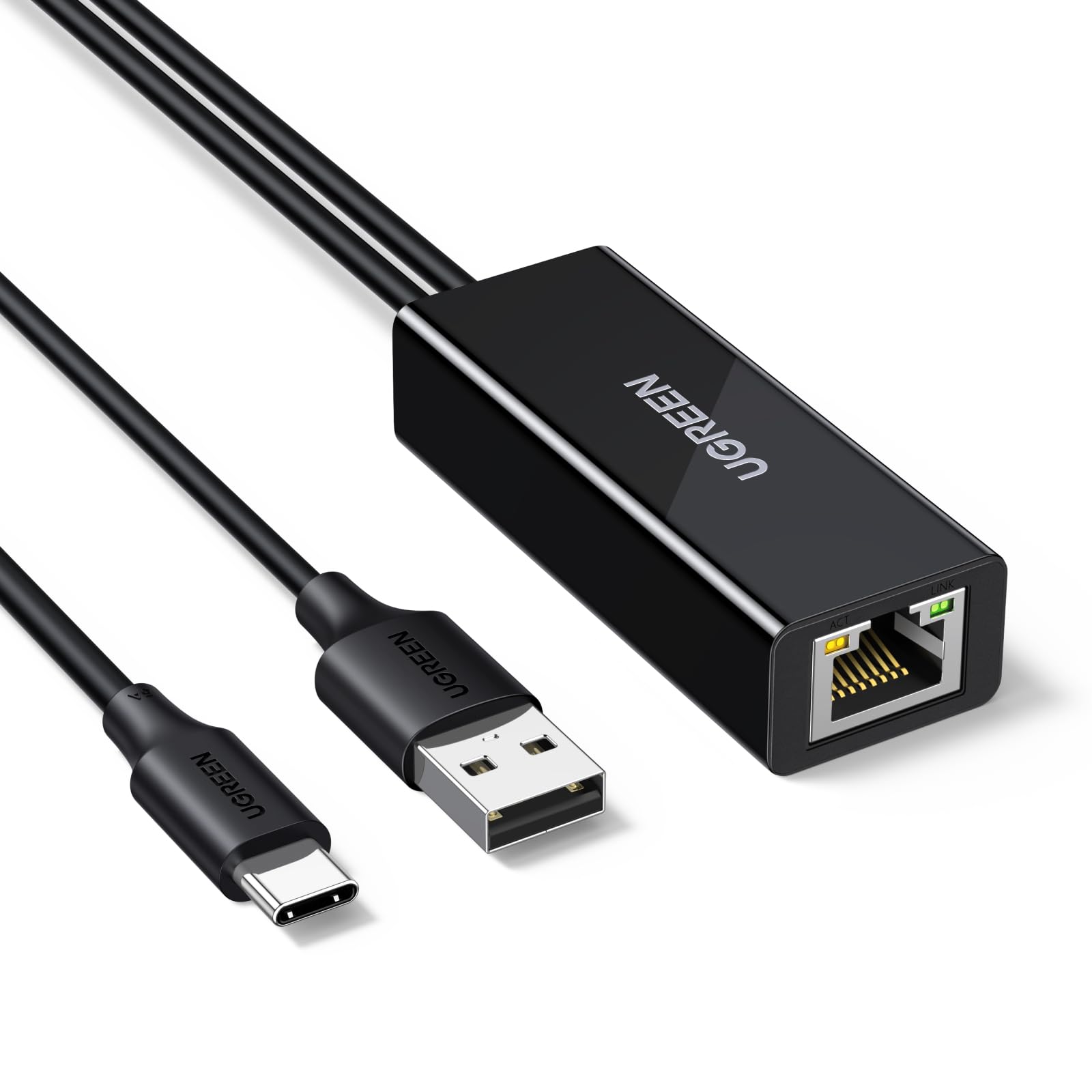 UGREEN LAN Adapter für waipu.tv Stick, USB C auf Ethernet Adapter, Plug and Play, USB C Netzwerkadapter mit USB 2.0 Netzkabel für Stromversorgung.
