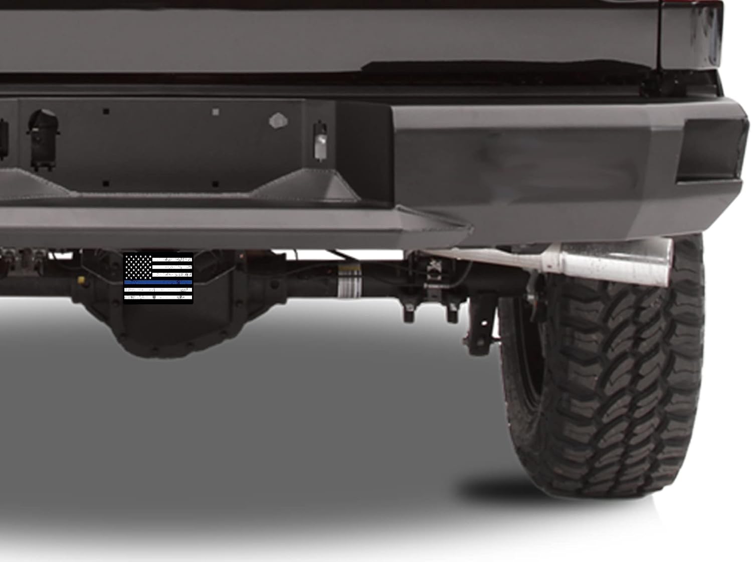 Rogue River Tactical Tattered Thin Blue Line Flag Trailer Hitch Cover Plug and Three USA Decal Sticker Combo US Blue Lives Matter Police Officer Bundle Law Enforcement Gift Set