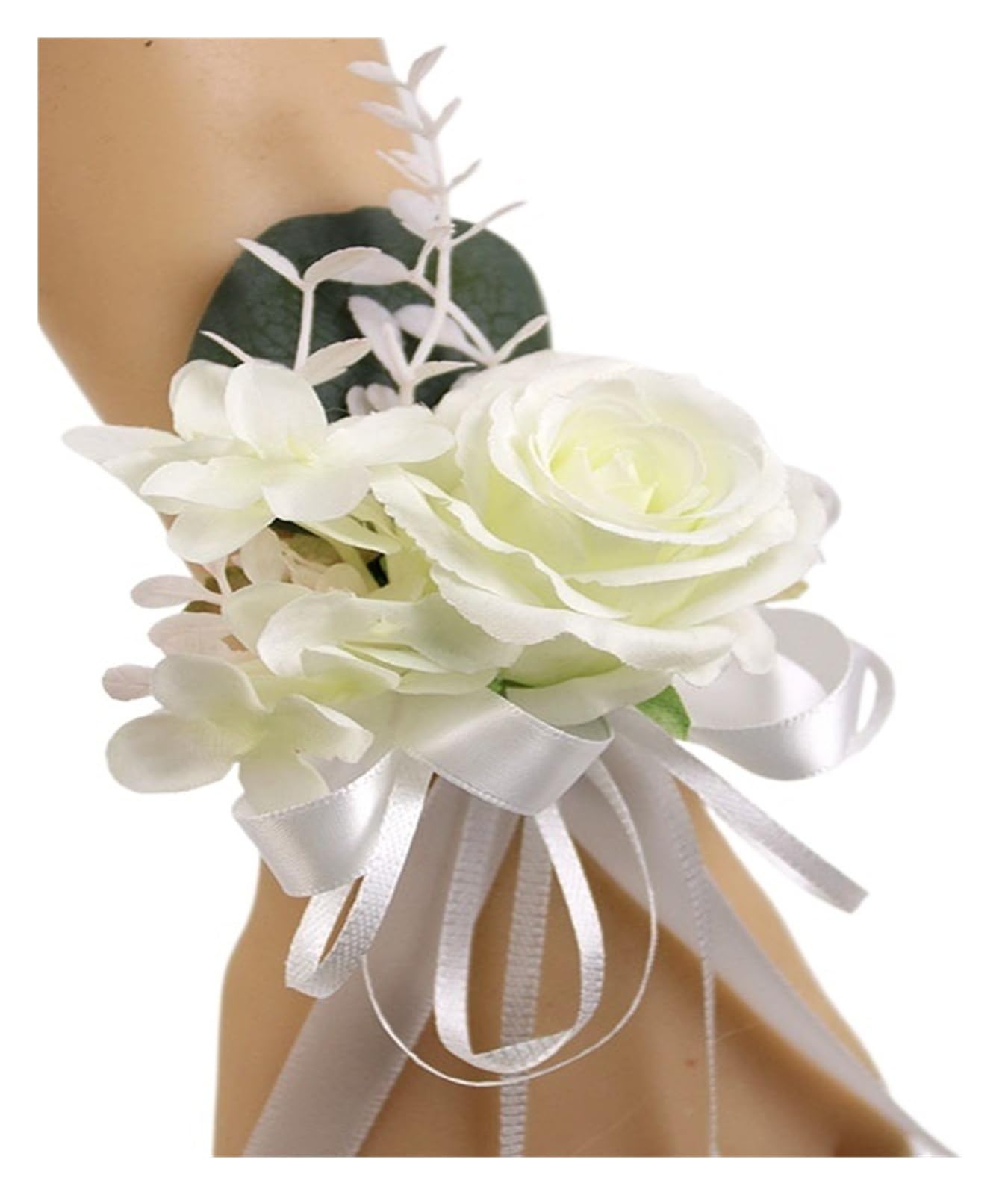 MQFBNNP Wedding boutonniere Silk Flore Groom Boutonniere Wedding Wrist Corsage Bracelet(Bracelet-2)