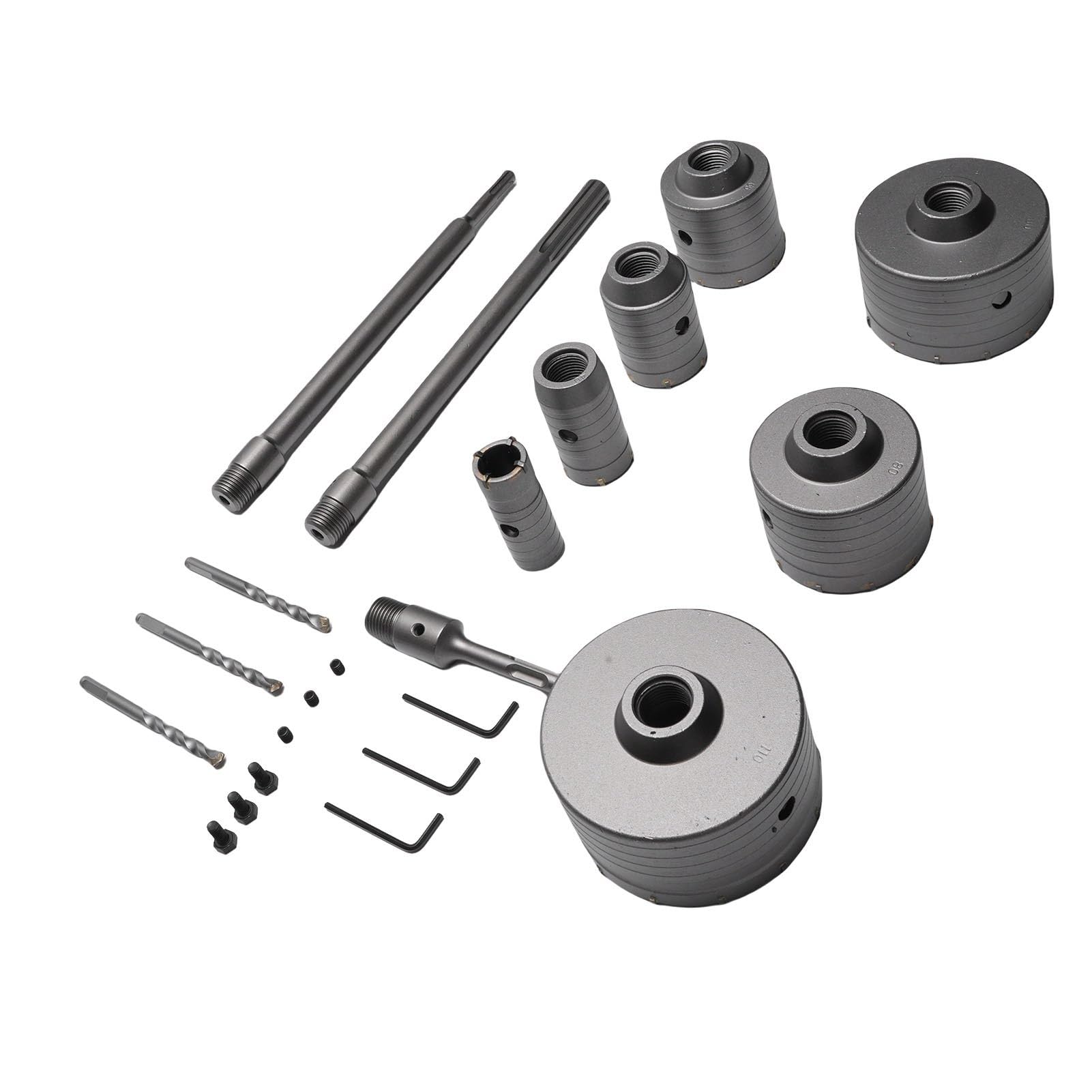 Eujgoov Kit de Sierra Perforadora para Hormigón, 7 Uds., Aleación de Carburo de Acero de Tungsteno de 30-110mm con Orificios de Ventilación para Perforación de Paredes de Ladrillos de