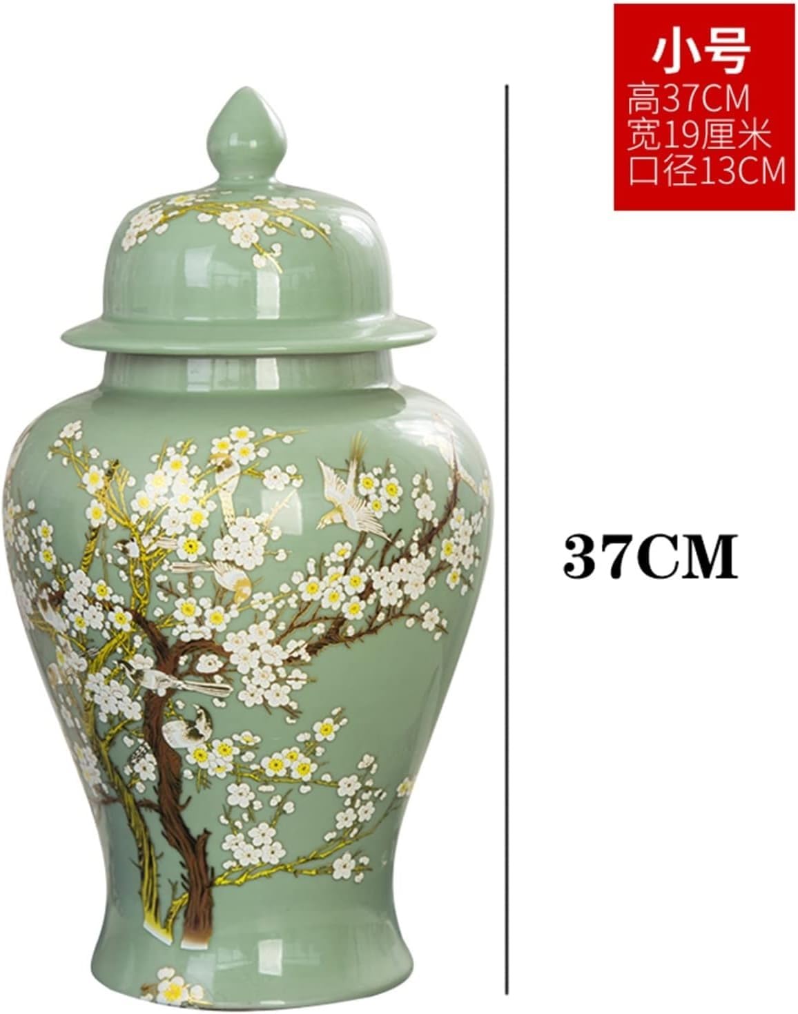 Wazon ceramiczny w stylu chińskim z pokrywką, kreatywny, modny, ręcznie malowany, duży, do przechowywania, do dekoracji salonu w domu (A)